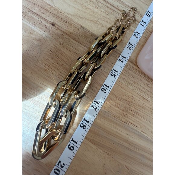 Chunky Gold-Tone & Black Chain Link Statement Necklace By Alfani Adjustable - Picture 6 of 10